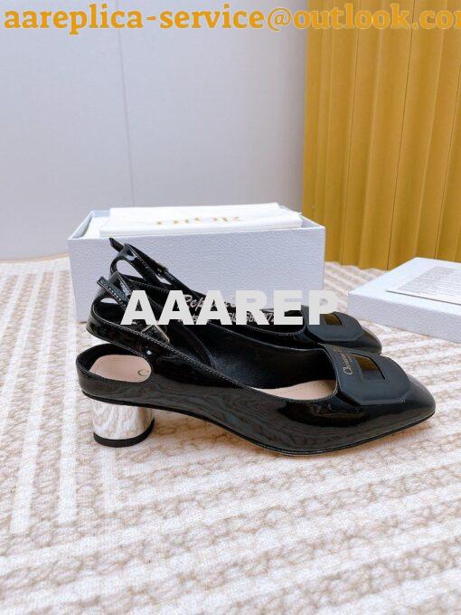 Replica Dior Day Slingback Pump Patent Calfskin KDB828 Black 3