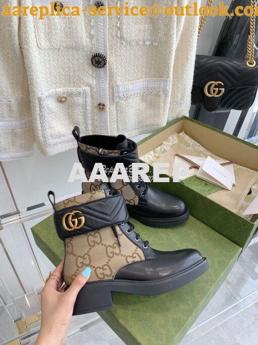 Replica Gucci Women's Ankle Boot With Double G 678984 Beige Black 3