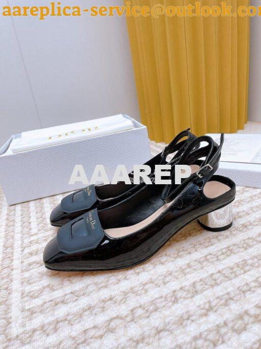 Replica Dior Day Slingback Pump Patent Calfskin KDB828 Black 4