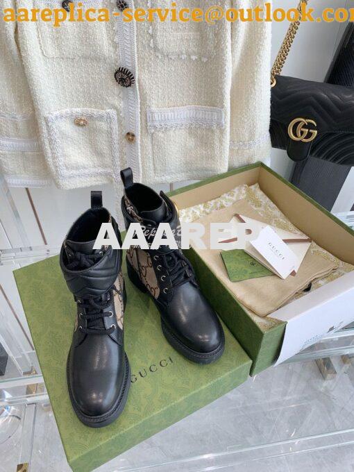 Replica Gucci Women's Ankle Boot With Double G 678984 Beige Black 4