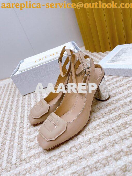 Replica Dior Day Slingback Pump Patent Calfskin KDB828 Nude 12