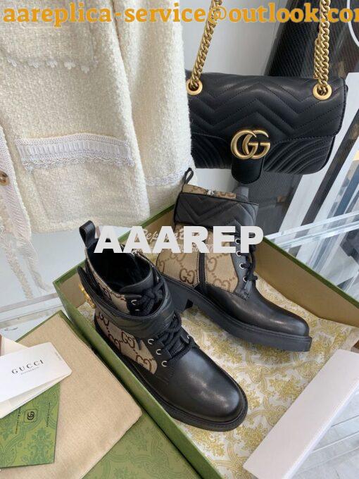 Replica Gucci Women's Ankle Boot With Double G 678984 Beige Black 5