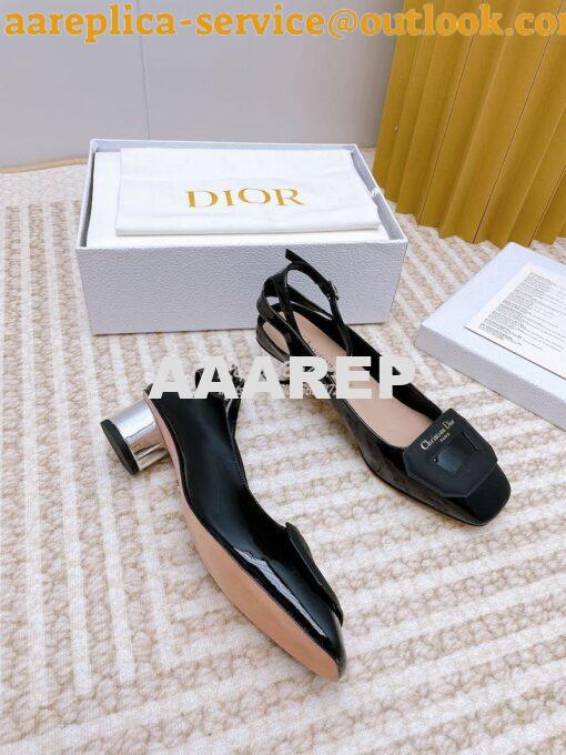 Replica Dior Day Slingback Pump Patent Calfskin KDB828 Black 7