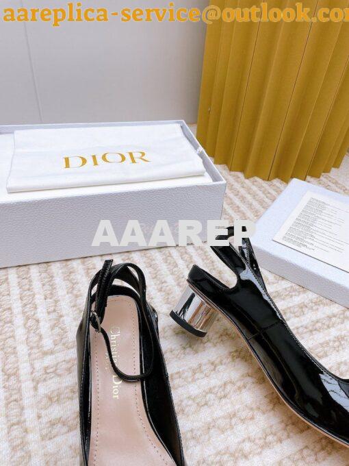 Replica Dior Day Slingback Pump Patent Calfskin KDB828 Black 8