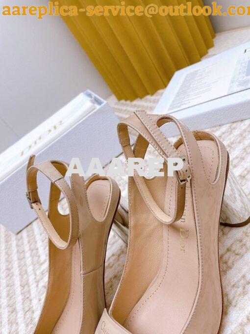 Replica Dior Day Slingback Pump Patent Calfskin KDB828 Nude 15