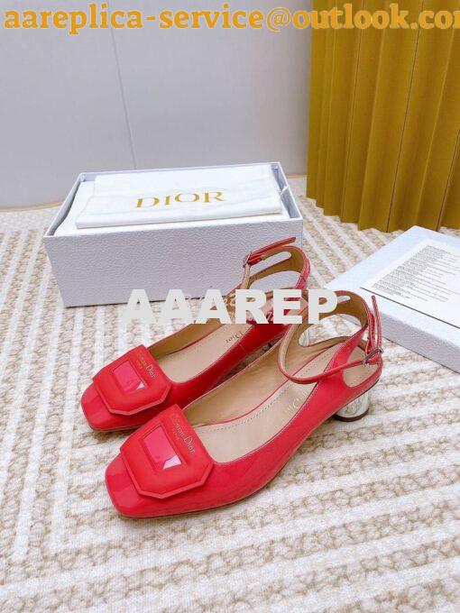 Replica Dior Day Slingback Pump Patent Calfskin KDB828 Indy Pink 3