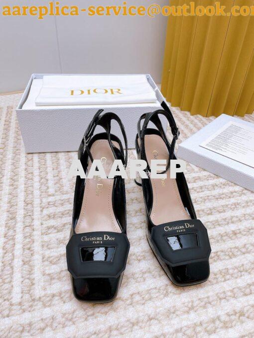 Replica Dior Day Slingback Pump Patent Calfskin KDB828 Black 10