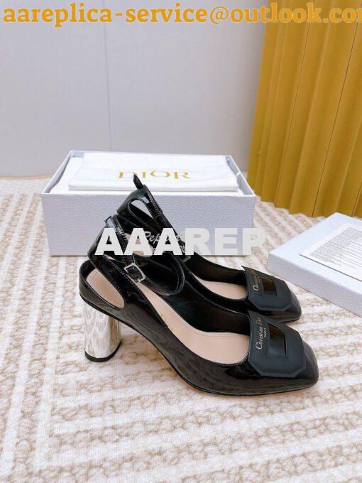 Replica Dior Day Slingback Pump Patent Calfskin KDB828 Black 11