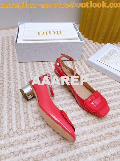 Replica Dior Day Slingback Pump Patent Calfskin KDB828 Indy Pink 5