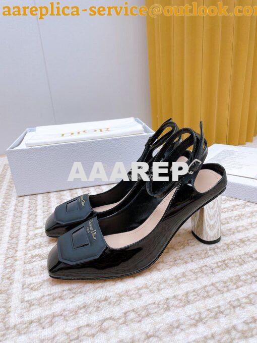 Replica Dior Day Slingback Pump Patent Calfskin KDB828 Black 12