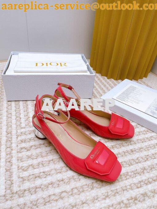 Replica Dior Day Slingback Pump Patent Calfskin KDB828 Indy Pink 6