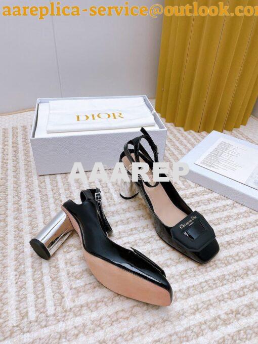 Replica Dior Day Slingback Pump Patent Calfskin KDB828 Black 15