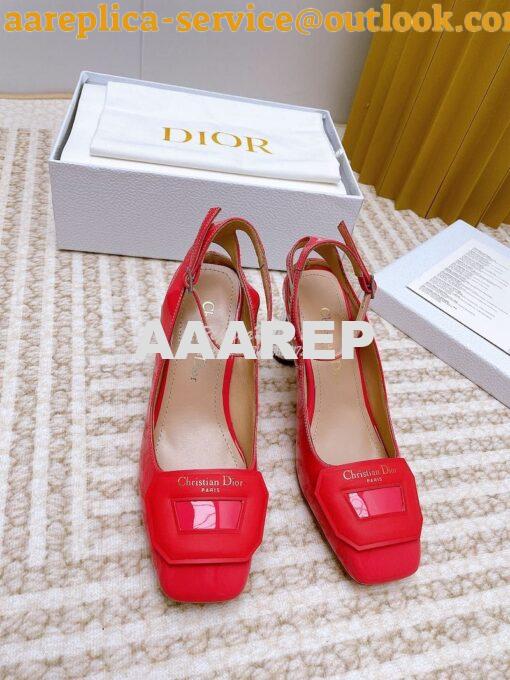 Replica Dior Day Slingback Pump Patent Calfskin KDB828 Indy Pink 9