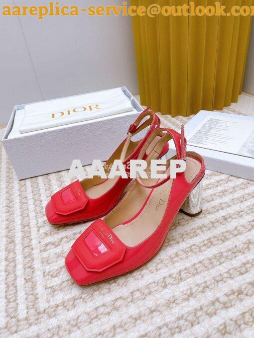 Replica Dior Day Slingback Pump Patent Calfskin KDB828 Indy Pink 10