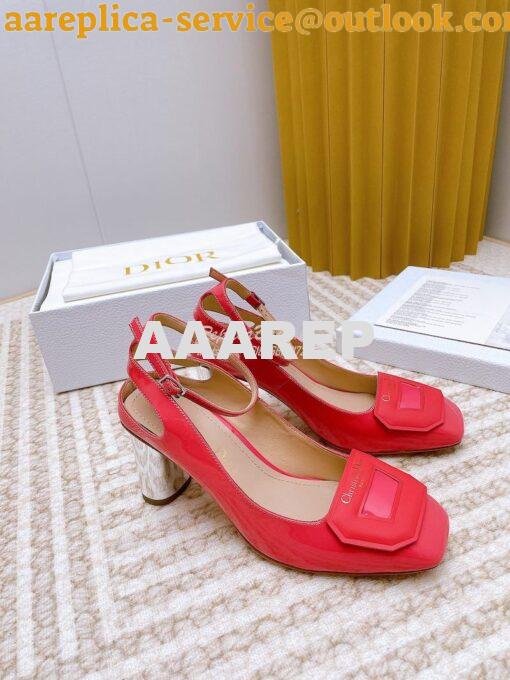 Replica Dior Day Slingback Pump Patent Calfskin KDB828 Indy Pink 13