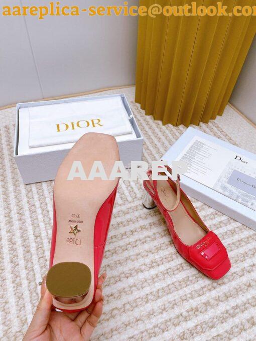 Replica Dior Day Slingback Pump Patent Calfskin KDB828 Indy Pink 16