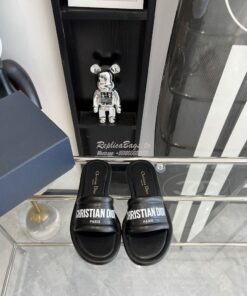 Replica Dior Every-D Slide Embossed Lambskin KCQ861 Black