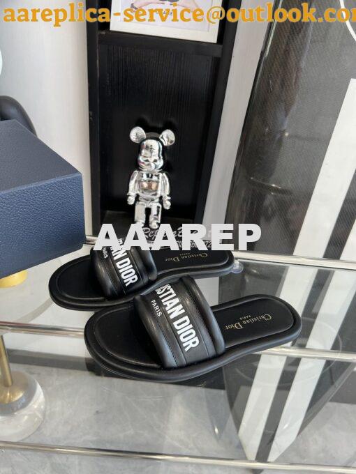 Replica Dior Every-D Slide Embossed Lambskin KCQ861 Black 5