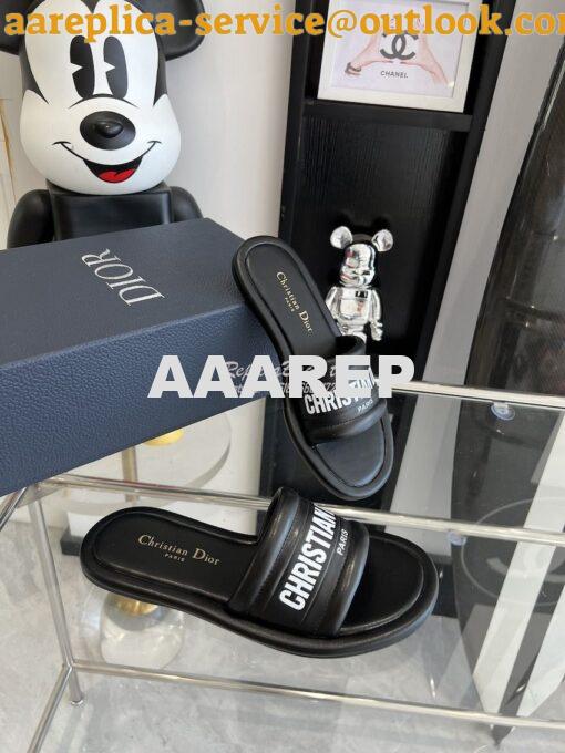 Replica Dior Every-D Slide Embossed Lambskin KCQ861 Black 6