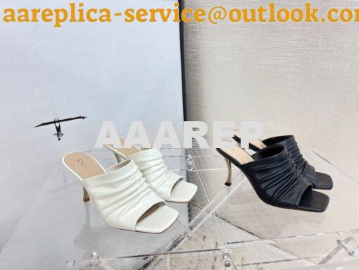 Replica Dior D-Fame Heeled Sandal Pleated Lambskin KCQ775