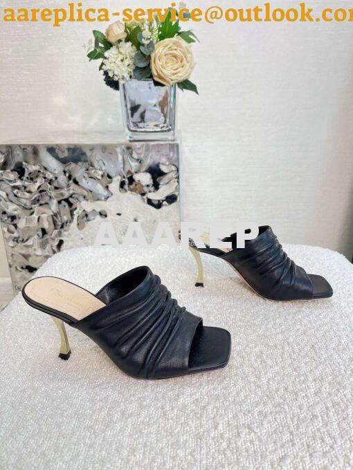 Replica Dior D-Fame Heeled Sandal Pleated Lambskin KCQ775 4