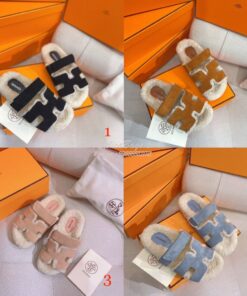 Replica Hermes Chypre Sandal in Suede Goatskin and Shearling H222929Z