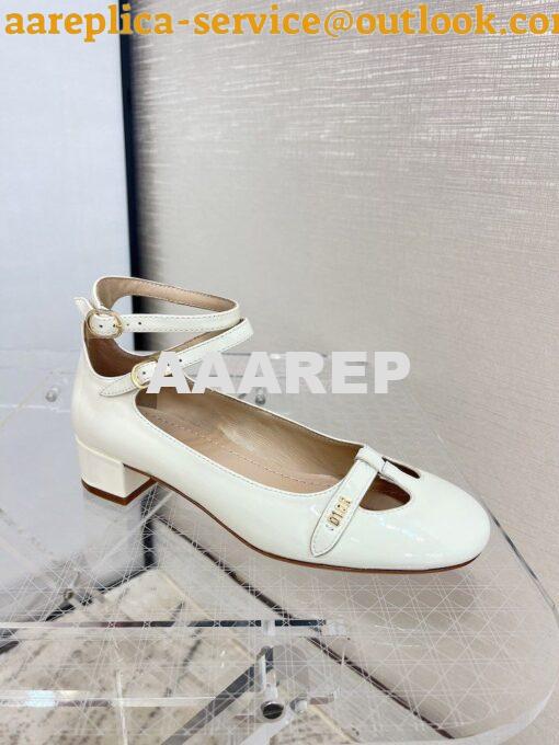 Replica Dior Aime Ballet Pump White Patent Calfskin KCB805 9