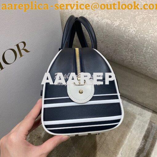 Replica Medium Dior Vibe Zip Bowling Bag Blue Smooth Calfskin M6202 4