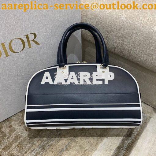 Replica Medium Dior Vibe Zip Bowling Bag Blue Smooth Calfskin M6202 7