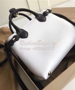 Replica Burberry The Small Banner in Leather and House Check white bla