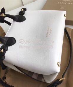 Replica Burberry The Small Banner in Leather and House Check white bla 2