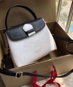 Replica Burberry Grainy Leather and House Check Tote Bag white black