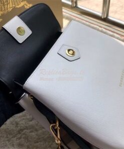 Replica Burberry Grainy Leather and House Check Tote Bag white black 2