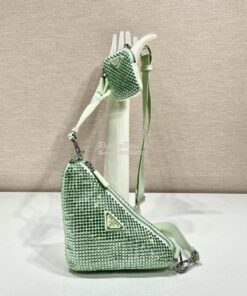 Replica Prada Crystal-embellished light green shoulder bag 1bh190