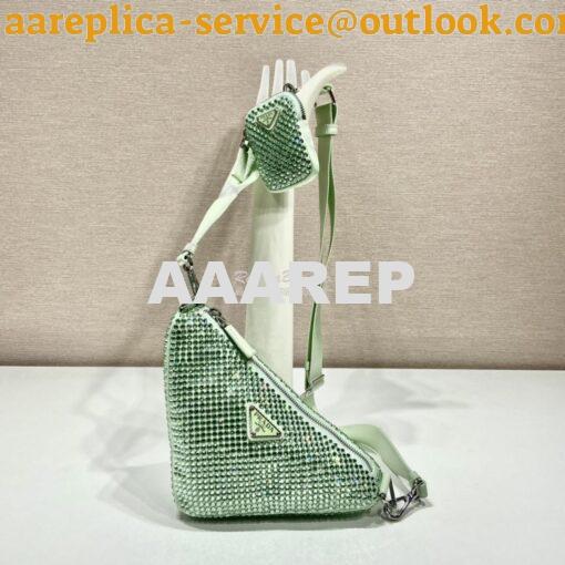 Replica Prada Crystal-embellished light green shoulder bag 1bh190