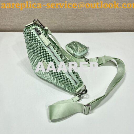 Replica Prada Crystal-embellished light green shoulder bag 1bh190 3