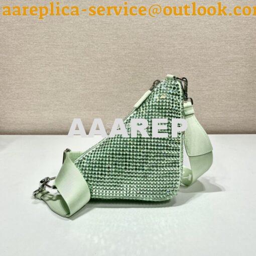 Replica Prada Crystal-embellished light green shoulder bag 1bh190 4