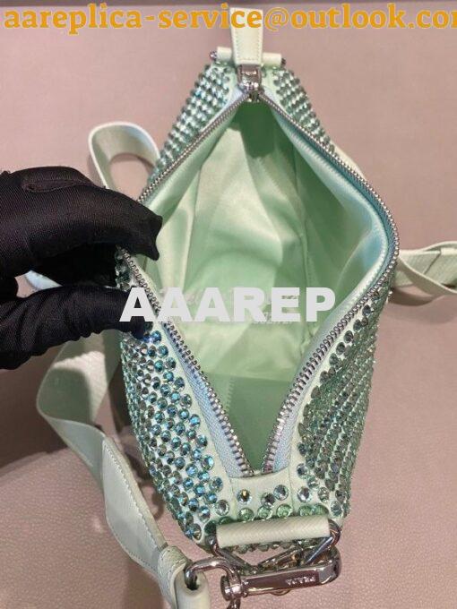 Replica Prada Crystal-embellished light green shoulder bag 1bh190 8