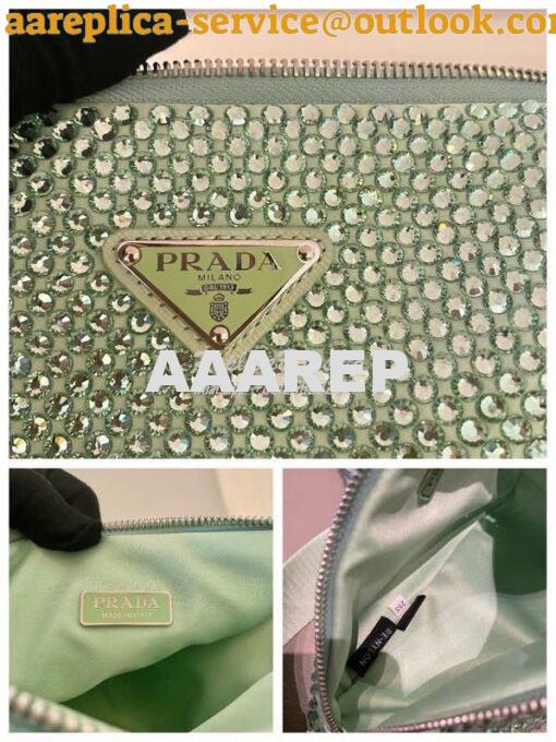 Replica Prada Crystal-embellished light green shoulder bag 1bh190 9