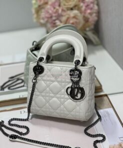 Replica Dior Quilted Latte Lambskin Leather Mini Lady Dior Bag with Ru 2