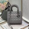 Replica Dior Medium Lady Dior Latte Lambskin Cannage with Ruthenium-Fi 12