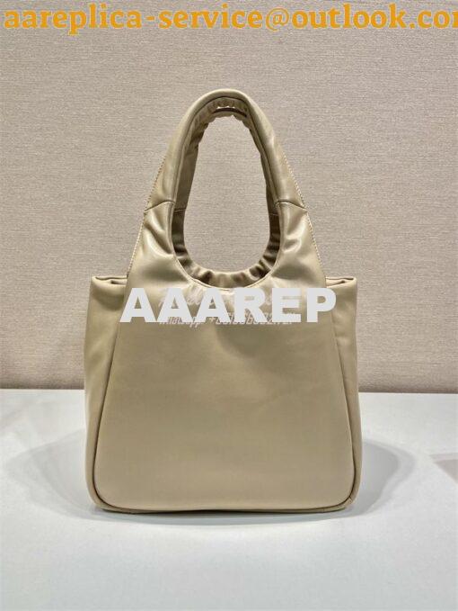 Replica Prada Medium padded Prada Soft nappa beige leather bag 1BG413 5