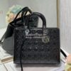 Replica Dior Medium Lady Dior Black Lambskin Cannage with Ruthenium-Fi 10