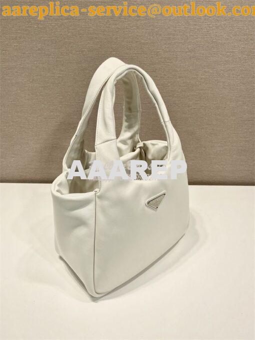 Replica Prada Medium padded Prada Soft white nappa leather bag 1BG413 4