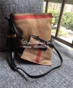 Replica Burberry  The Small Ashby in Canvas Check and Black Leather 39