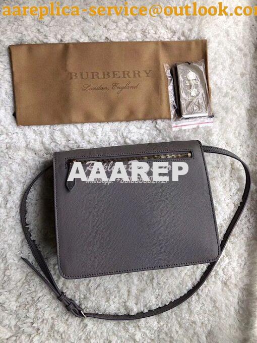 Replica Burberry Small Leather and House Check Crossbody Bag Grey