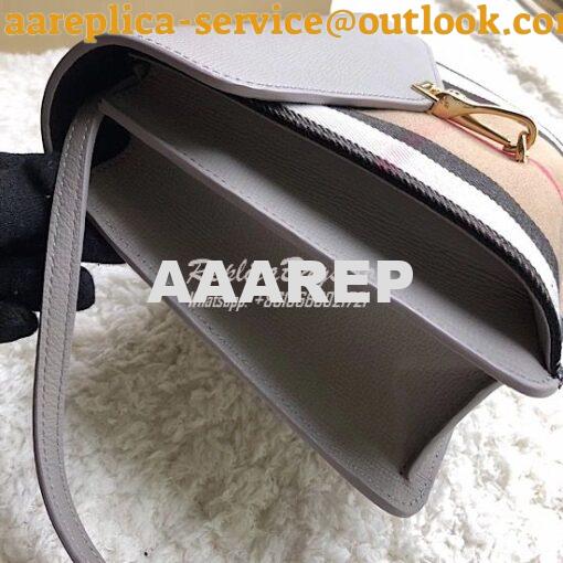 Replica Burberry Small Leather and House Check Crossbody Bag Grey 8