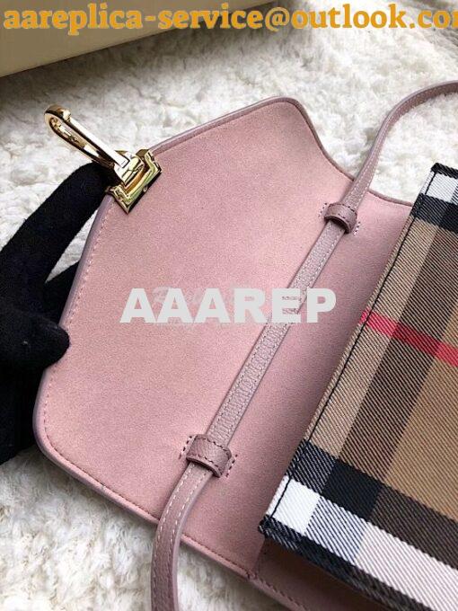 Replica Burberry Small Leather and House Check Crossbody Bag Pink 2