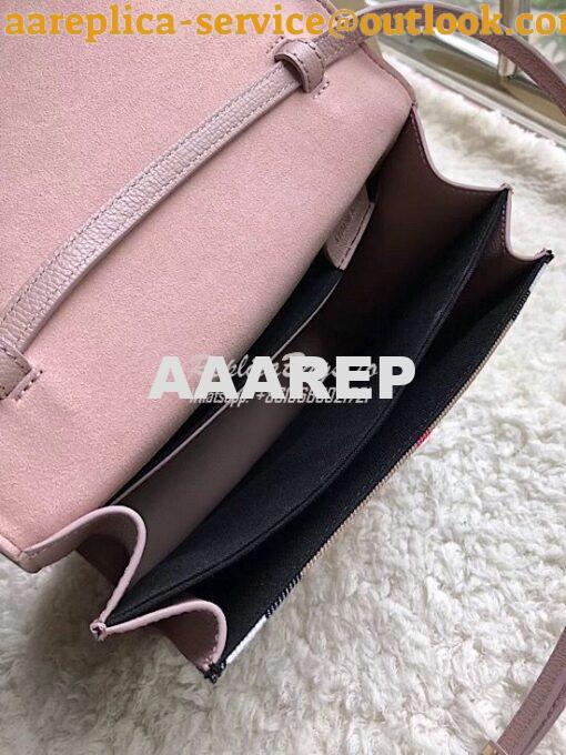 Replica Burberry Small Leather and House Check Crossbody Bag Pink 7