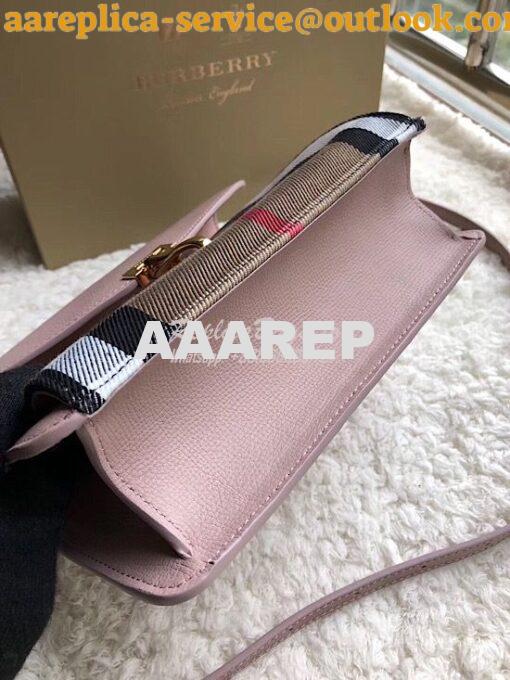 Replica Burberry Small Leather and House Check Crossbody Bag Pink 8